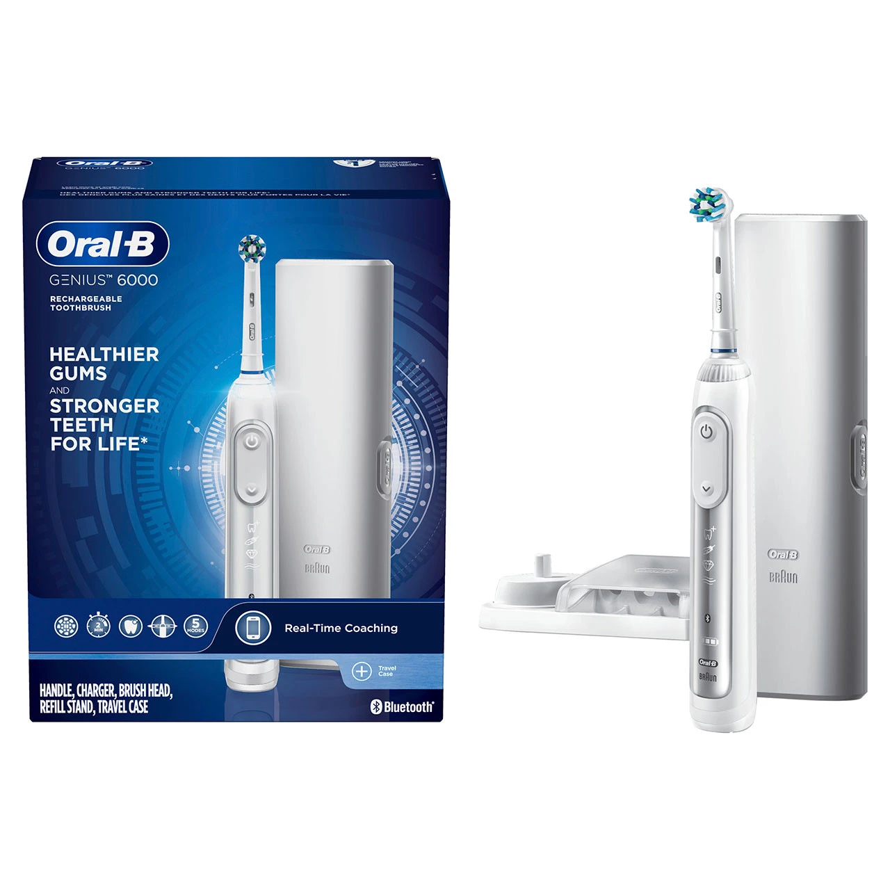 Oral B Genius 6000 Rechargeable Electric Toothbrush, White 1 Oral B Genius 6000 Rechargeable Electric Toothbrush, White