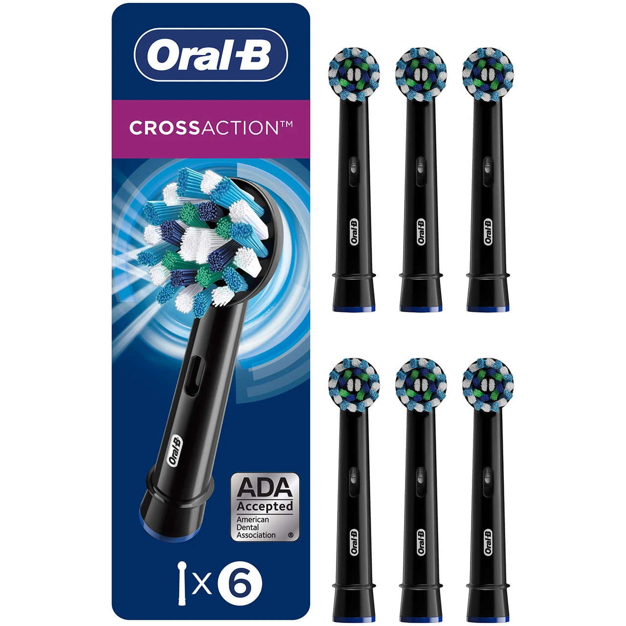 Oral B CrossAction Replacement Brush Heads, Black, 6-Count 2 Oral B CrossAction Replacement Brush Heads, Black, 6-Count - Image 2