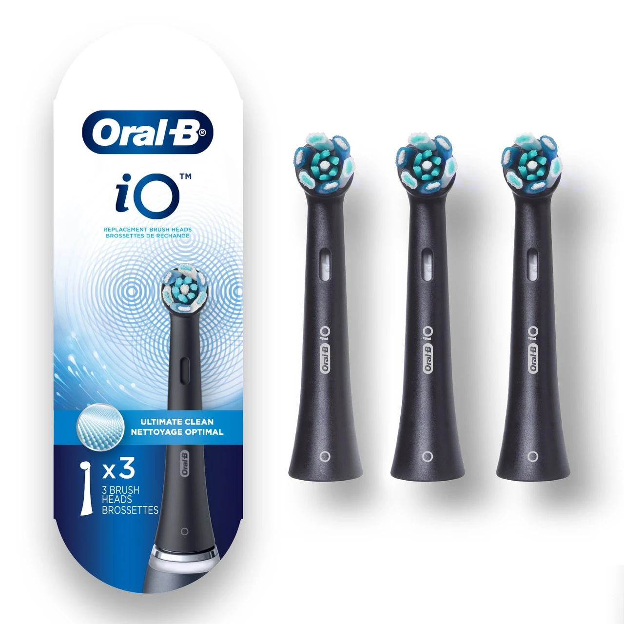 Oral B Oral-B IO Ultimate Clean Replacement Brush Heads, 3-Count, Black