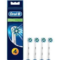 Oral B Oral-B Genuine CrossAction Replacement White Toothbrush Heads, Refills For Electric Toothbrush, Angled Bristles For Up To 100 Percent More Plaque Removal, Pack Of 4